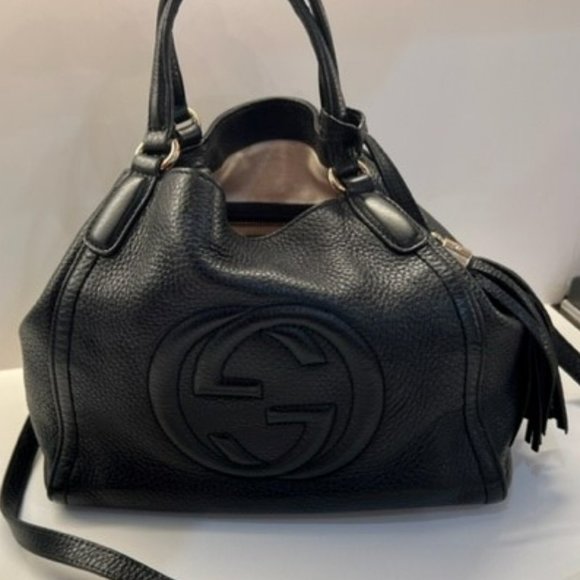 Gucci Handbags - Gucci Soho Black Leather Shoulder Bag with Strap